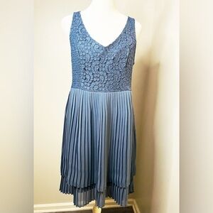 Lauren Conrad Blue Lace & Pleated Dress – Size 6